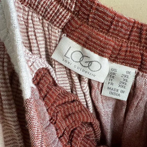 LOGO by Lori Goldstein Patchwork Maxi Skirt - Size 1X - Neutral - Picture 2 of 4